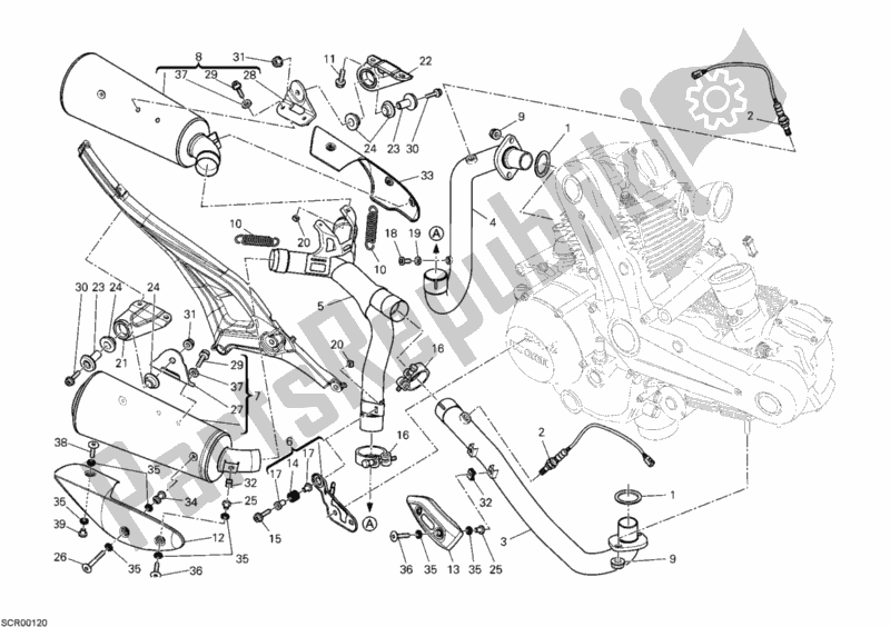Alle onderdelen voor de Uitlaatsysteem van de Ducati Monster 696 ABS USA 2010